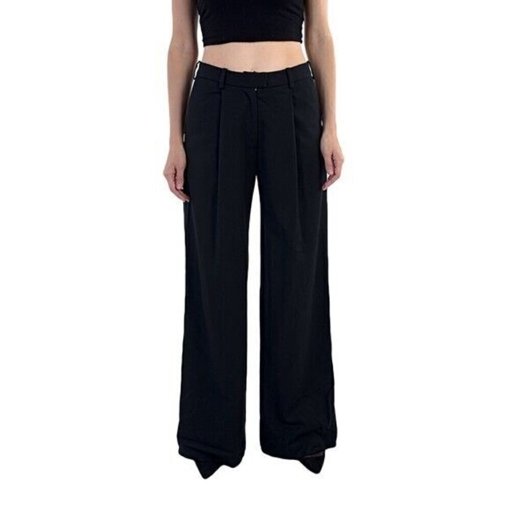 Jason Wu Wide Leg Pants Mid Rise in Black Size M